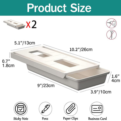Under Desk Table Drawer Storage Organizer Slide Out, Attachable Hidden Self-Adhesive Under Desk Pencil Tray Drawer for Office/Classroom/Home (Clear Black/M)