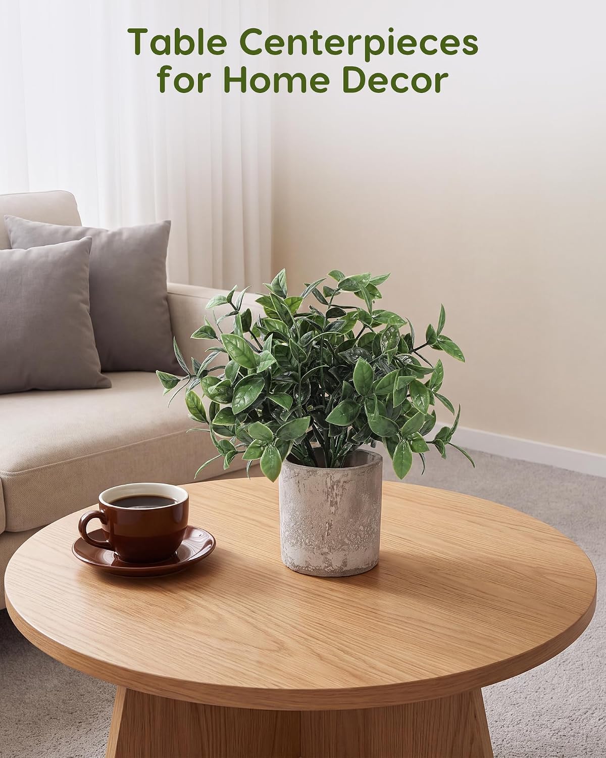 2 Pcs Small Fake Plants Eucalyptus, Artificial Plants Indoor for Shelf, Potted Eucalyptus Plants for Home/Bathroom/Pottery Barn/Desk/Farmhouse/Coffee Table Decor (Sage Green)