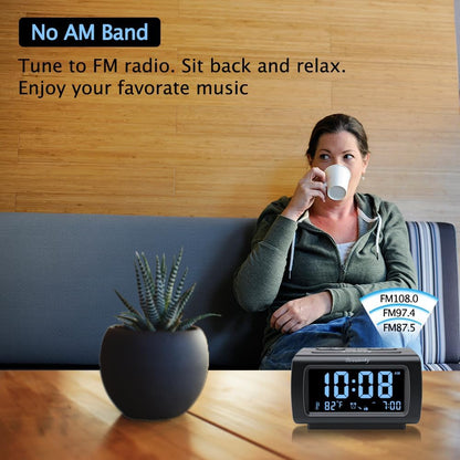 Alarm Clock Radio for Bedrooms with Battery Backup