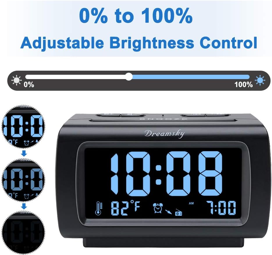 Alarm Clock Radio for Bedrooms with Battery Backup