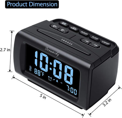 Alarm Clock Radio for Bedrooms with Battery Backup