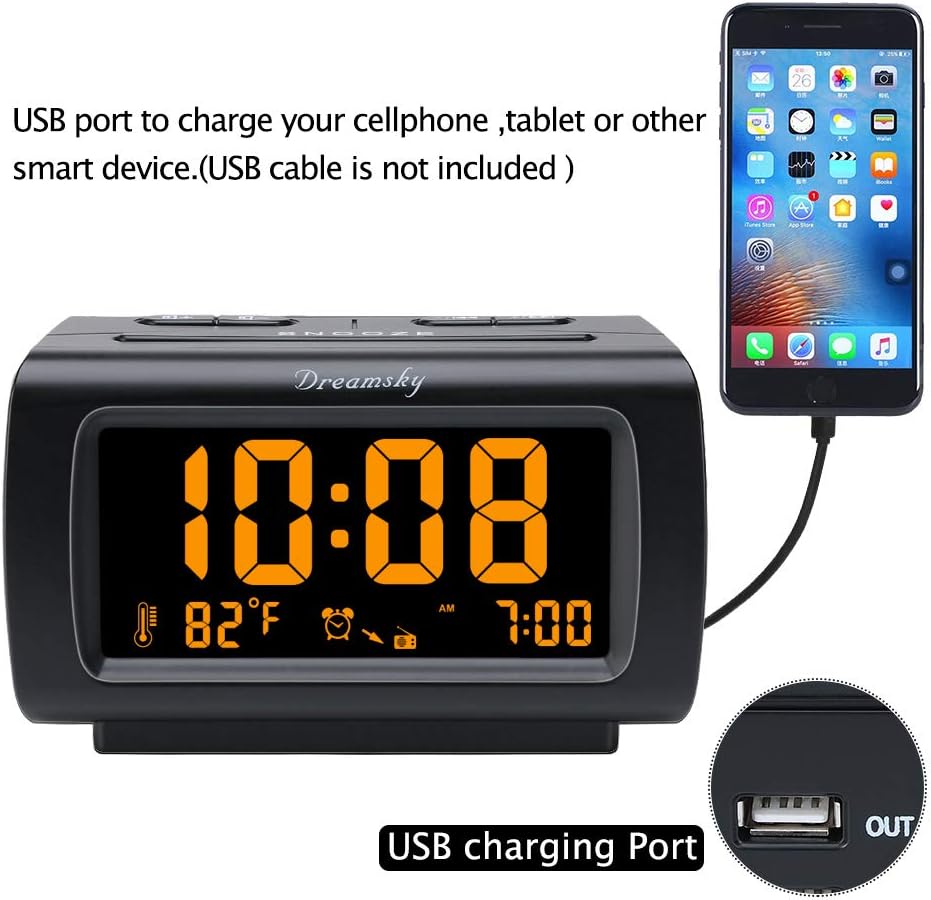 Alarm Clock Radio for Bedrooms with Battery Backup
