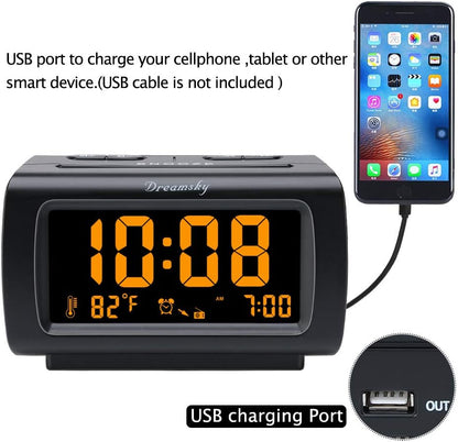 Alarm Clock Radio for Bedrooms with Battery Backup