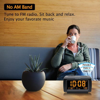Alarm Clock Radio for Bedrooms with Battery Backup