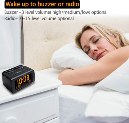 Alarm Clock Radio for Bedrooms with Battery Backup