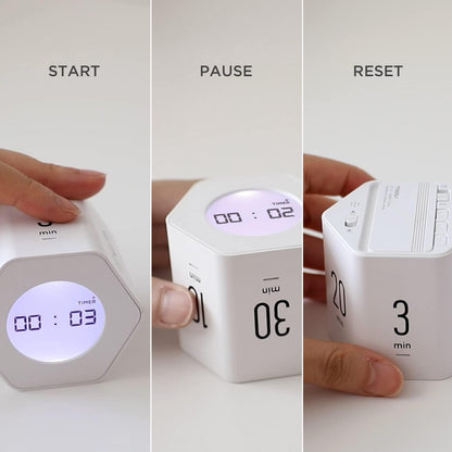Multi-Hexagon Clock Timer, Cube, Backlight, Countup/Down (Yellow)