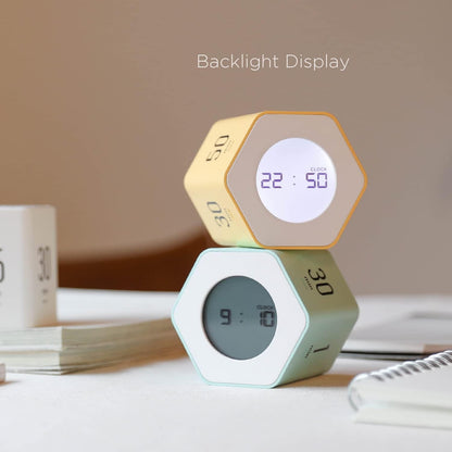 Multi-Hexagon Clock Timer, Cube, Backlight, Countup/Down (Yellow)
