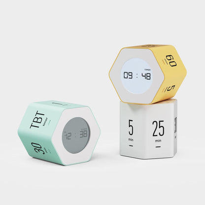 Multi-Hexagon Clock Timer, Cube, Backlight, Countup/Down (Yellow)
