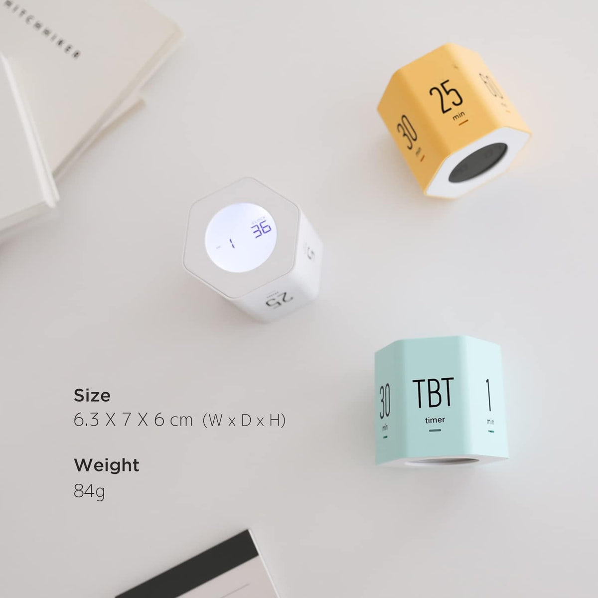 Multi-Hexagon Clock Timer, Cube, Backlight, Countup/Down (Yellow)
