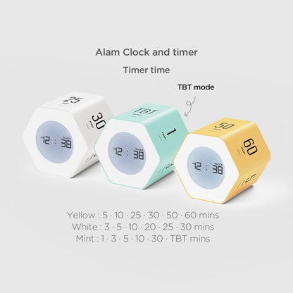 Multi-Hexagon Clock Timer, Cube, Backlight, Countup/Down (Yellow)