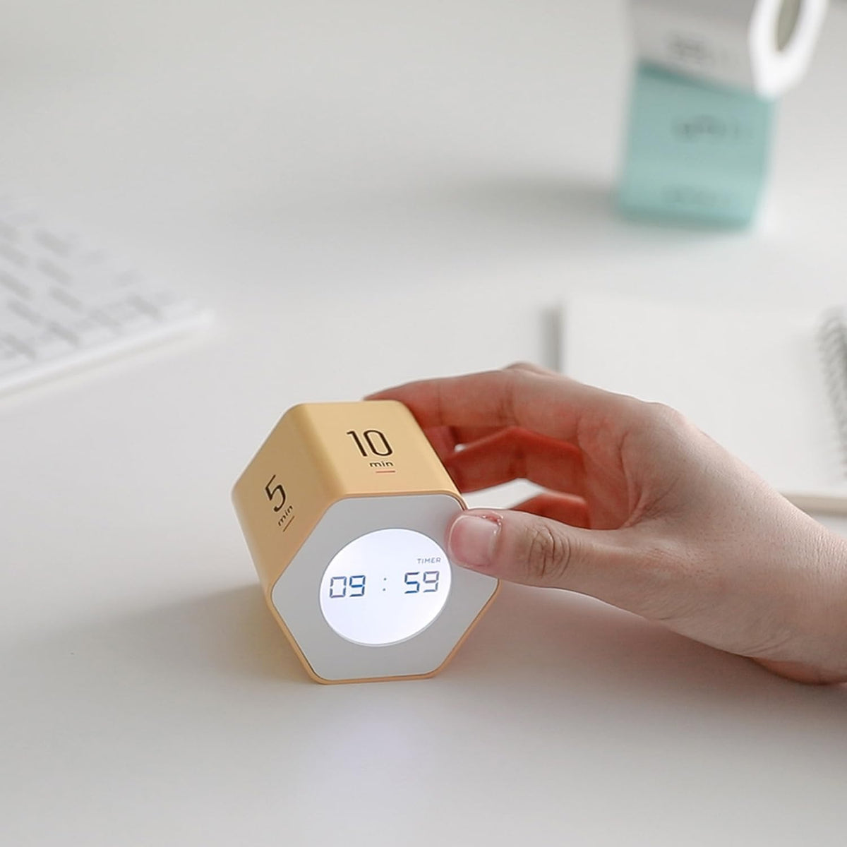 Multi-Hexagon Clock Timer, Cube, Backlight, Countup/Down (Yellow)