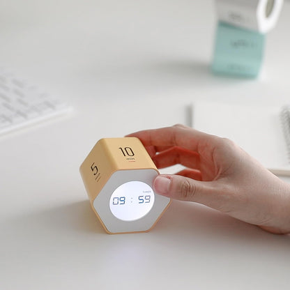 Multi-Hexagon Clock Timer, Cube, Backlight, Countup/Down (Yellow)