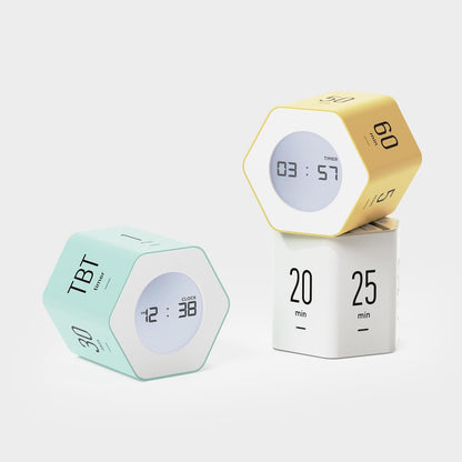Multi-Hexagon Clock Timer, Cube, Backlight, Countup/Down (Yellow)