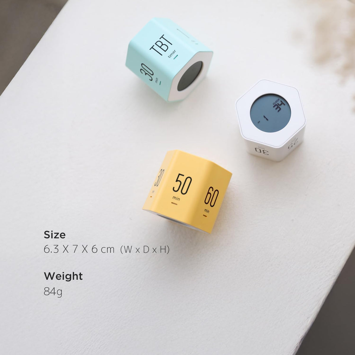 Multi-Hexagon Clock Timer, Cube, Backlight, Countup/Down (Yellow)