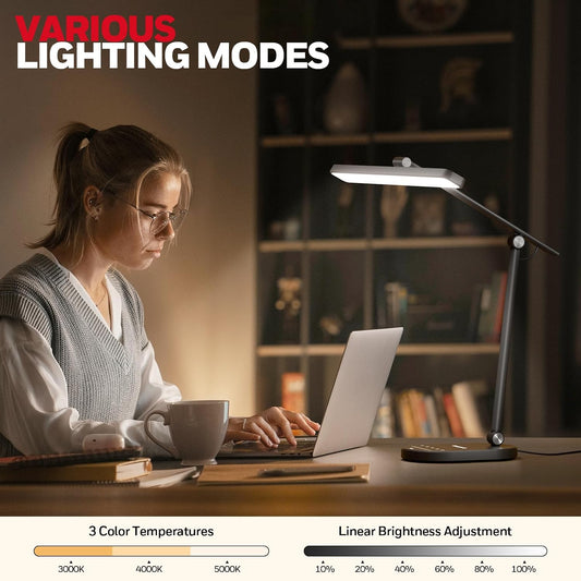 Honeywell HWT-H4 LED Desk Lamp, Eye-Caring, Dimmable, Auto Sensor