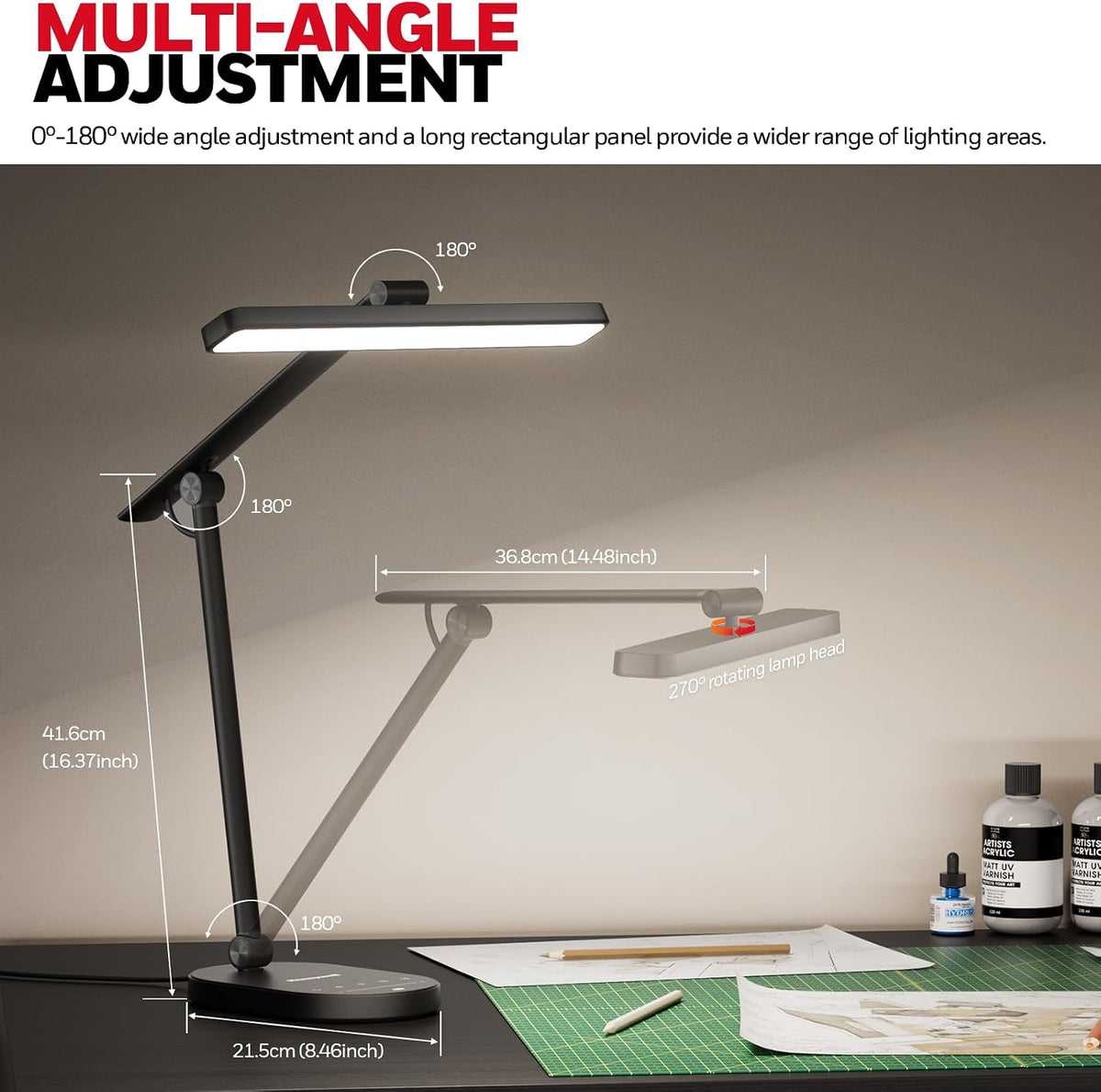 Honeywell HWT-H4 LED Desk Lamp, Eye-Caring, Dimmable, Auto Sensor