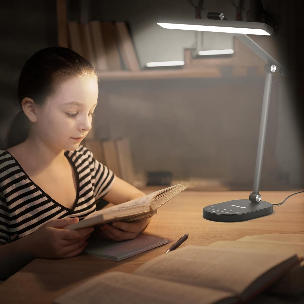 Honeywell HWT-H4 LED Desk Lamp, Eye-Caring, Dimmable, Auto Sensor