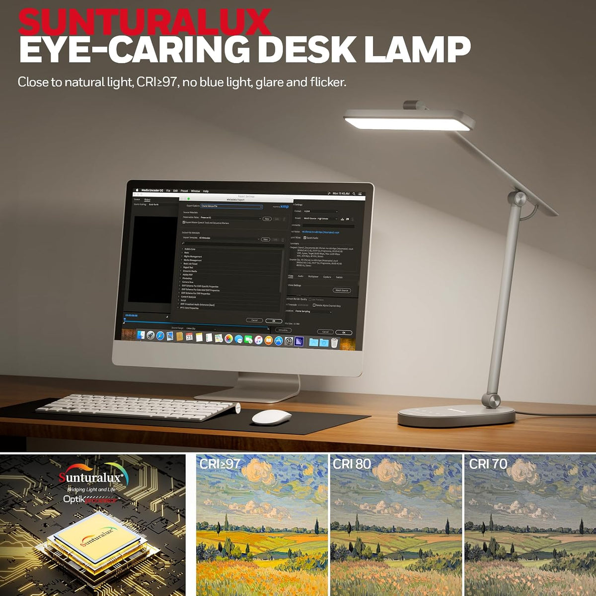 Honeywell HWT-H4 LED Desk Lamp, Eye-Caring, Dimmable, Auto Sensor