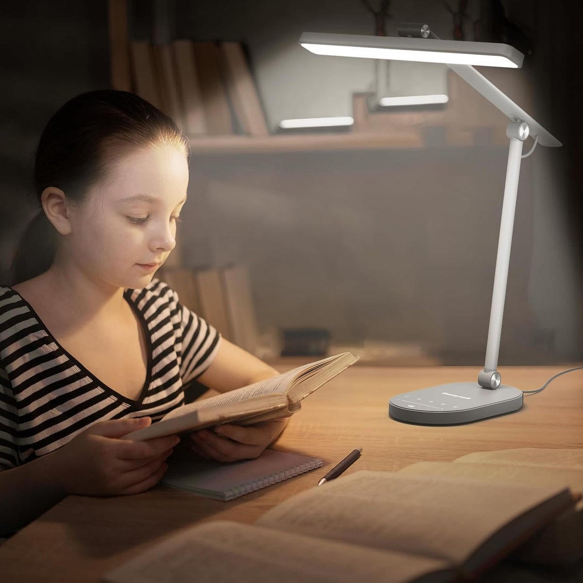 Honeywell HWT-H4 LED Desk Lamp, Eye-Caring, Dimmable, Auto Sensor