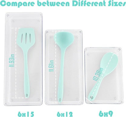 Large Clear Plastic Drawer Organizer Tray Cutlery Utensil Makeups Drawer Organizers 12" X 6"