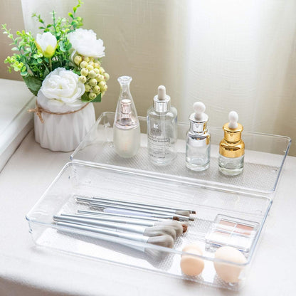 Large Clear Plastic Drawer Organizer Tray Cutlery Utensil Makeups Drawer Organizers 12" X 6"