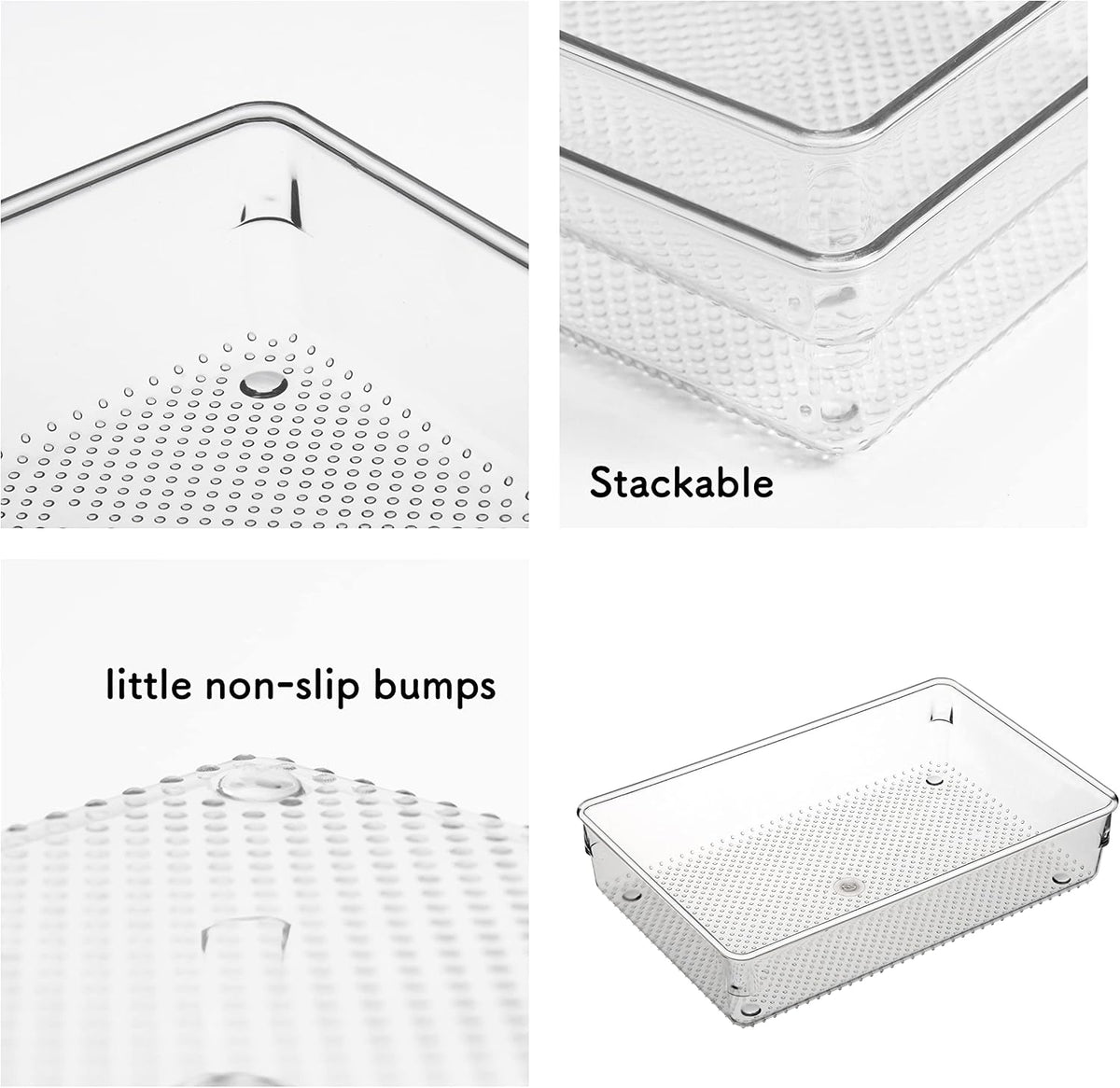 Large Clear Plastic Drawer Organizer Tray Cutlery Utensil Makeups Drawer Organizers 12" X 6"