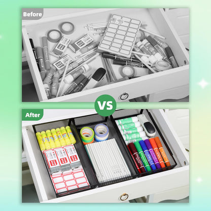 Large Clear Plastic Drawer Organizer Tray Cutlery Utensil Makeups Drawer Organizers 12" X 6"