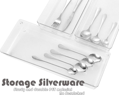 Large Clear Plastic Drawer Organizer Tray Cutlery Utensil Makeups Drawer Organizers 12" X 6"
