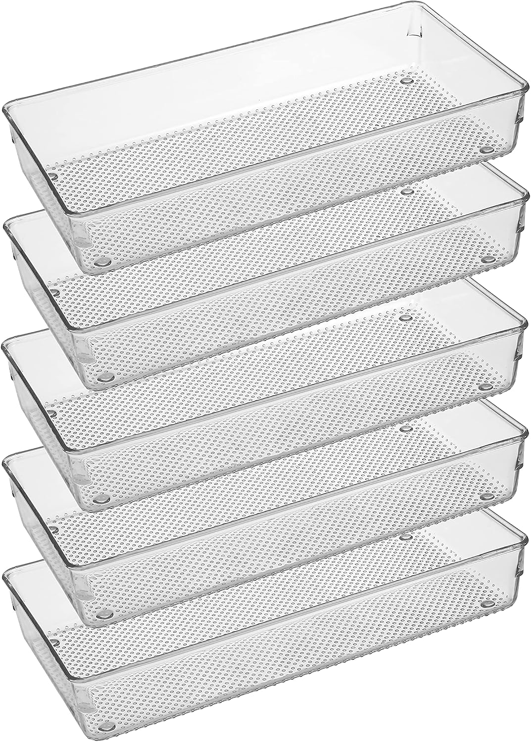 Large Clear Plastic Drawer Organizer Tray Cutlery Utensil Makeups Drawer Organizers 12" X 6"