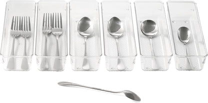 Large Clear Plastic Drawer Organizer Tray Cutlery Utensil Makeups Drawer Organizers 12" X 6"