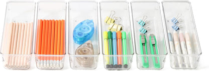 Large Clear Plastic Drawer Organizer Tray Cutlery Utensil Makeups Drawer Organizers 12" X 6"