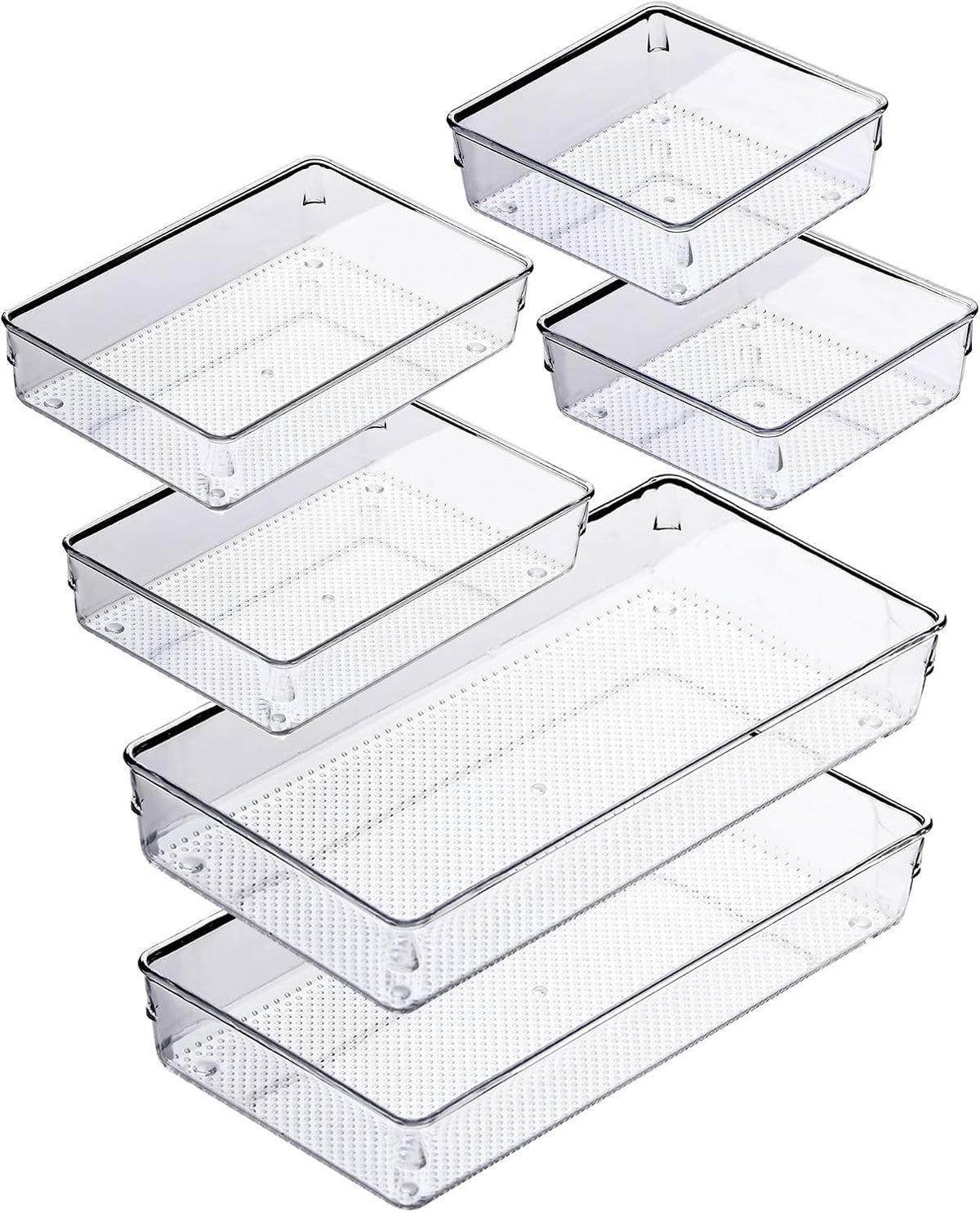 Large Clear Plastic Drawer Organizer Tray Cutlery Utensil Makeups Drawer Organizers 12" X 6"