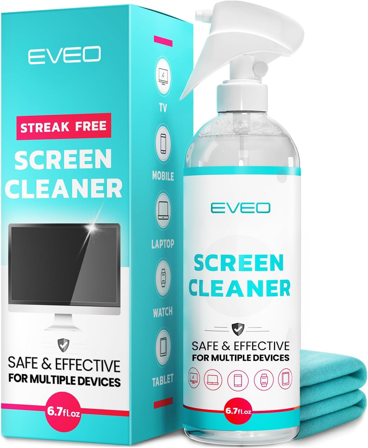® TV Screen Cleaner Spray (Streak-Free) TV Screen Cleaner for Smart TV, LCD, LED, OLED | Computer Screen Cleaner Spray and Wipe Microfiber Cloth for TV, Monitor, Laptop, iPad, Car, Tesla & More