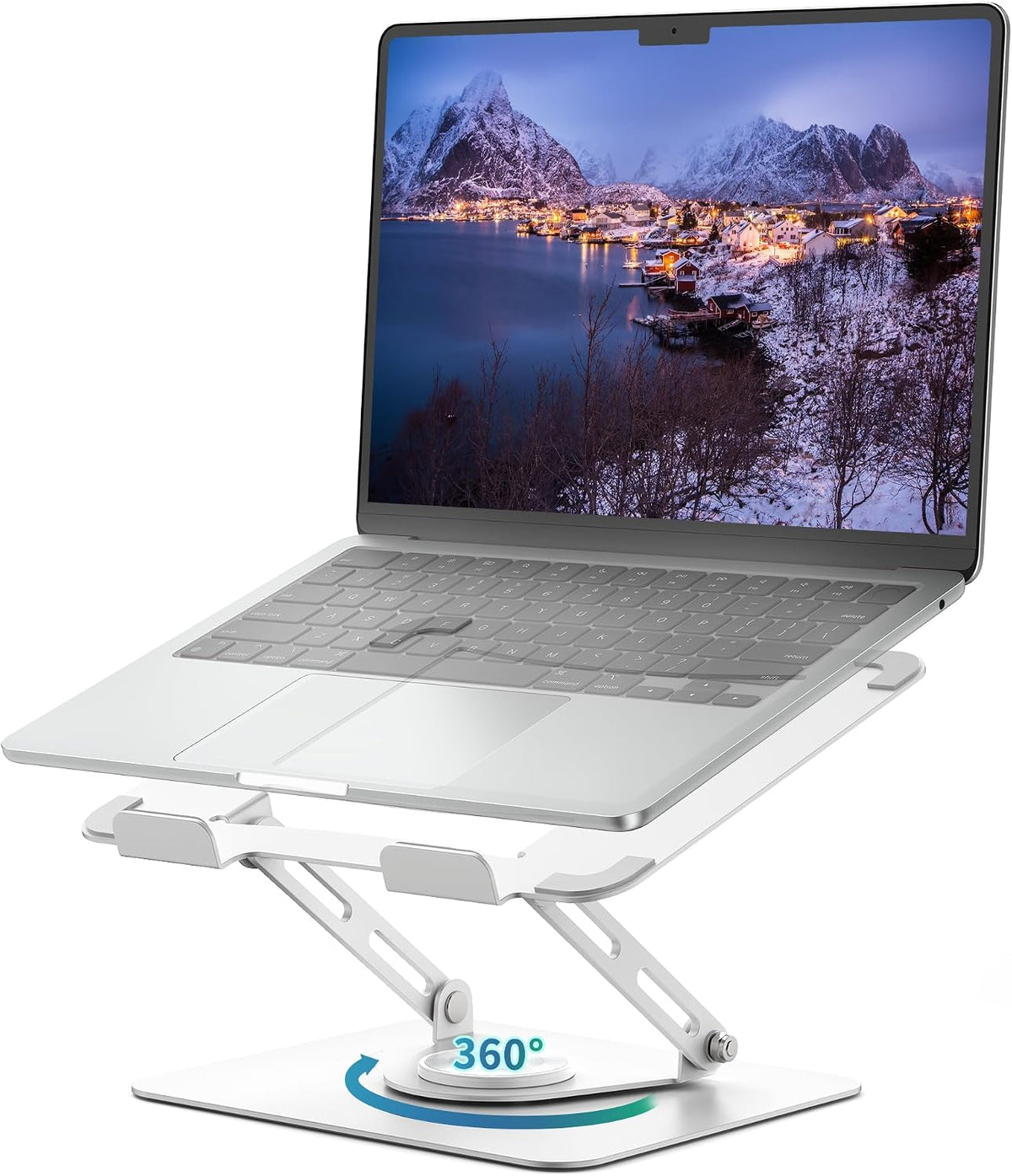 ALASHI 360° Rotating Laptop Stand, Multi-Angle, 10-17", White