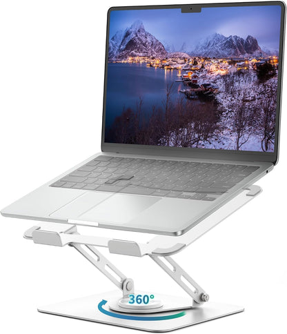 ALASHI 360° Rotating Laptop Stand, Multi-Angle, 10-17", White