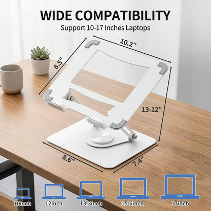 ALASHI 360° Rotating Laptop Stand, Multi-Angle, 10-17", White