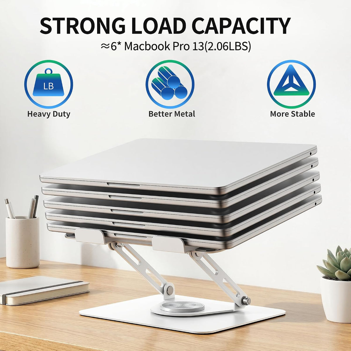 ALASHI 360° Rotating Laptop Stand, Multi-Angle, 10-17", White