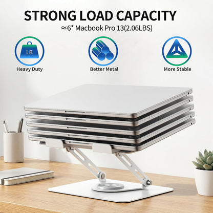 ALASHI 360° Rotating Laptop Stand, Multi-Angle, 10-17", White