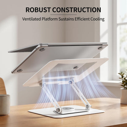 ALASHI 360° Rotating Laptop Stand, Multi-Angle, 10-17", White