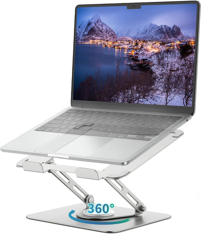 ALASHI 360° Rotating Laptop Stand, Multi-Angle, 10-17", White