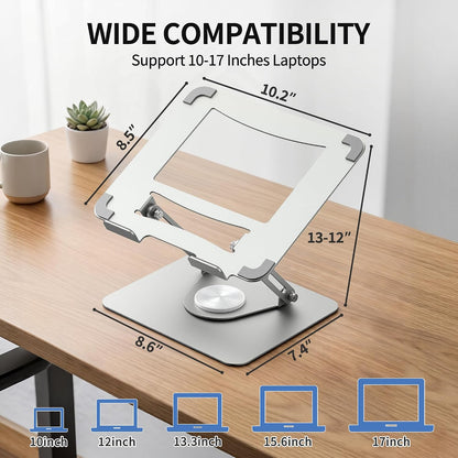 ALASHI 360° Rotating Laptop Stand, Multi-Angle, 10-17", White