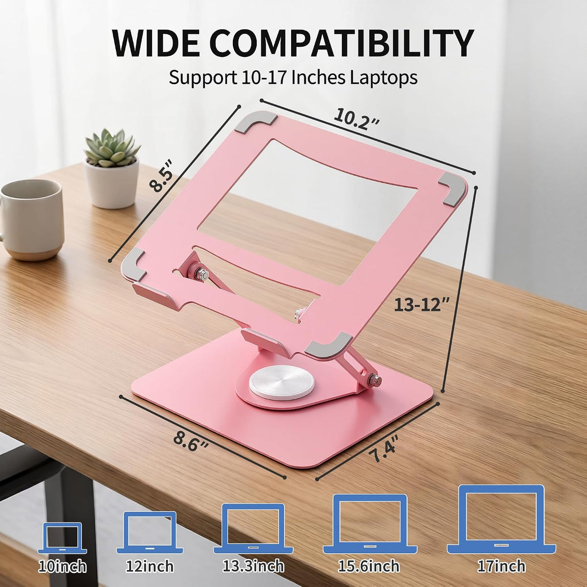 ALASHI 360° Rotating Laptop Stand, Multi-Angle, 10-17", White