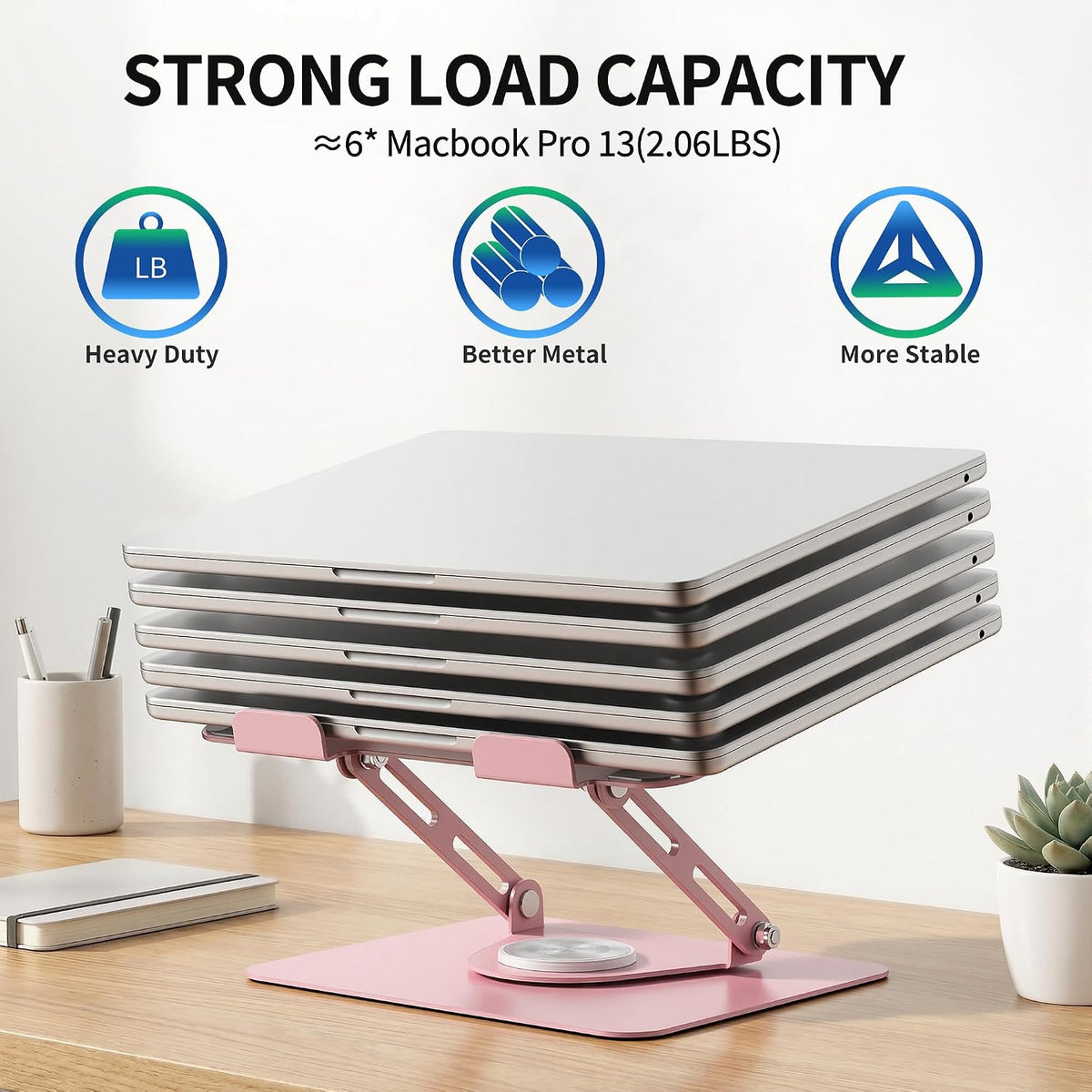 ALASHI 360° Rotating Laptop Stand, Multi-Angle, 10-17", White