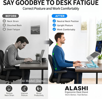 ALASHI 360° Rotating Laptop Stand, Multi-Angle, 10-17", White