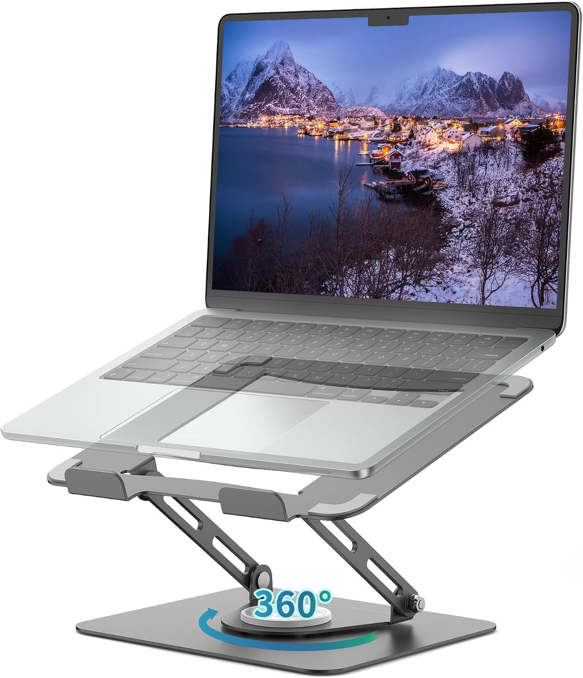 ALASHI 360° Rotating Laptop Stand, Multi-Angle, 10-17", White