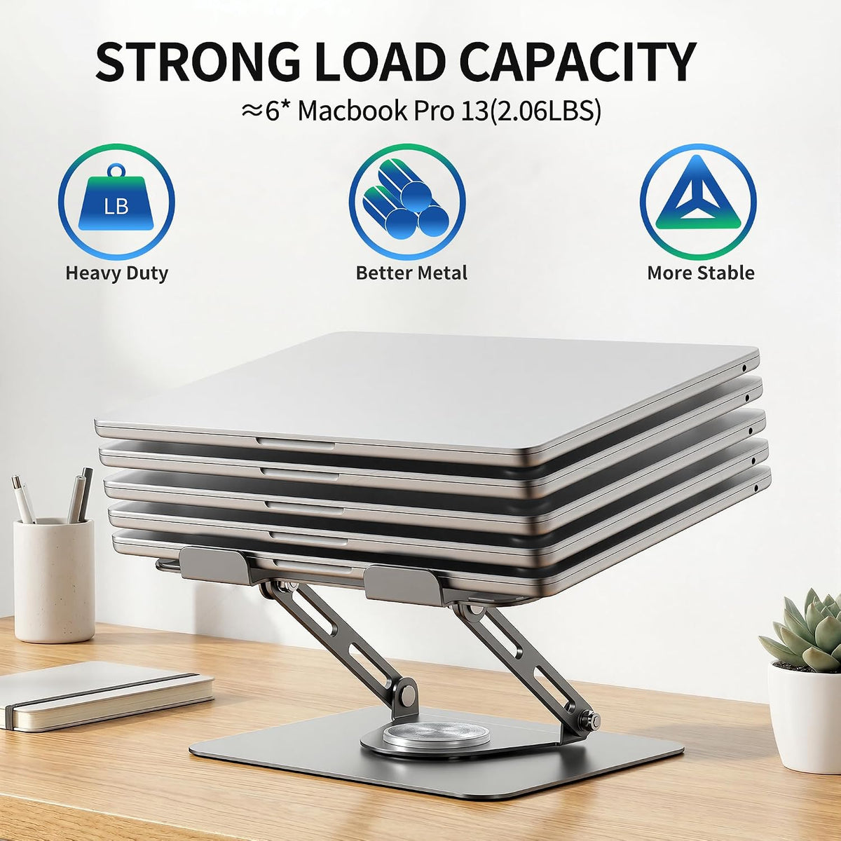 ALASHI 360° Rotating Laptop Stand, Multi-Angle, 10-17", White