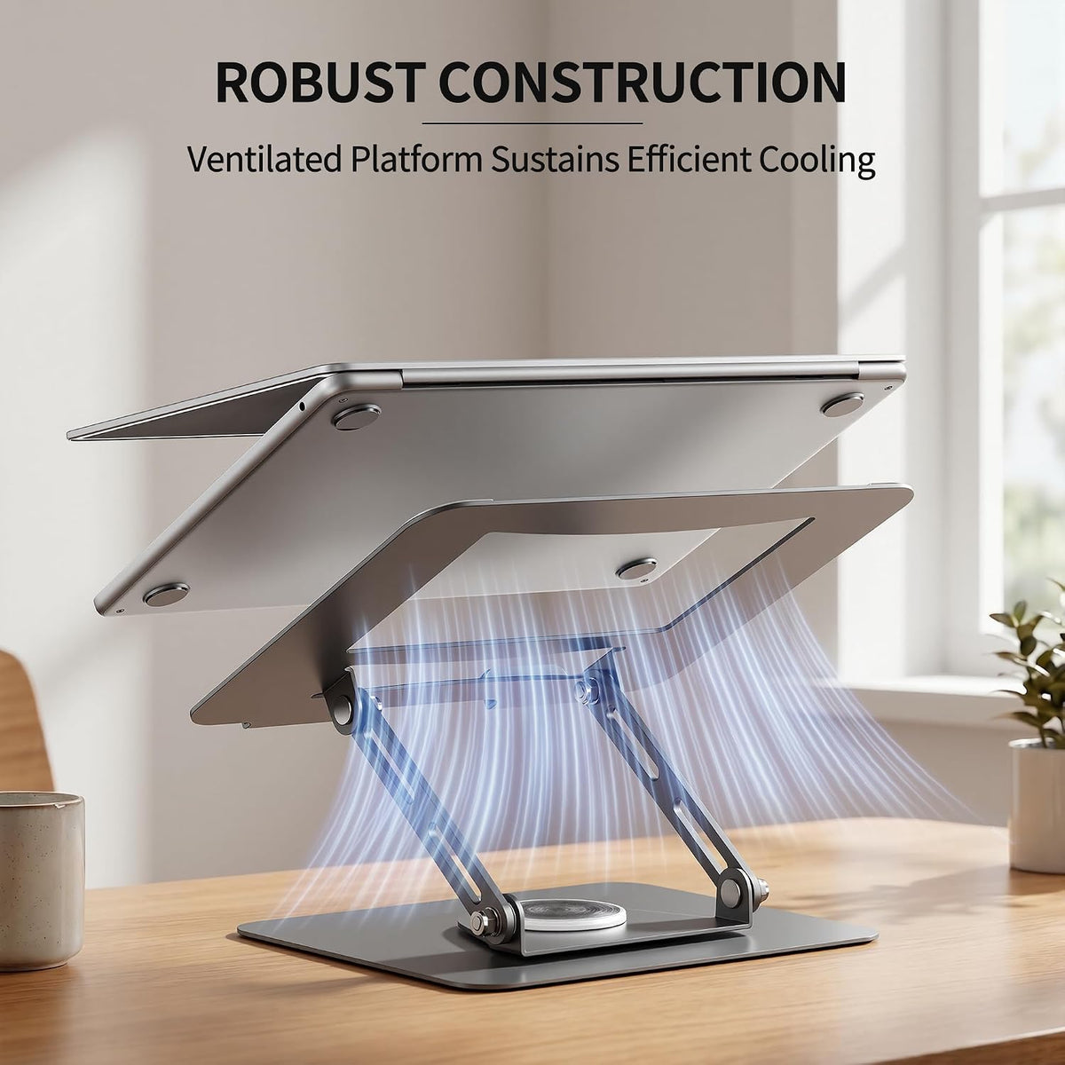 ALASHI 360° Rotating Laptop Stand, Multi-Angle, 10-17", White