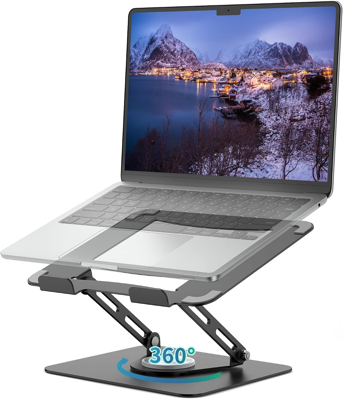 ALASHI 360° Rotating Laptop Stand, Multi-Angle, 10-17", White