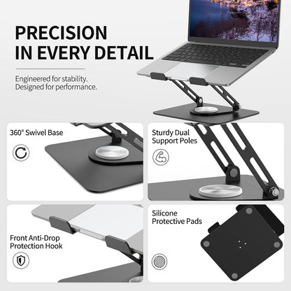 ALASHI 360° Rotating Laptop Stand, Multi-Angle, 10-17", White