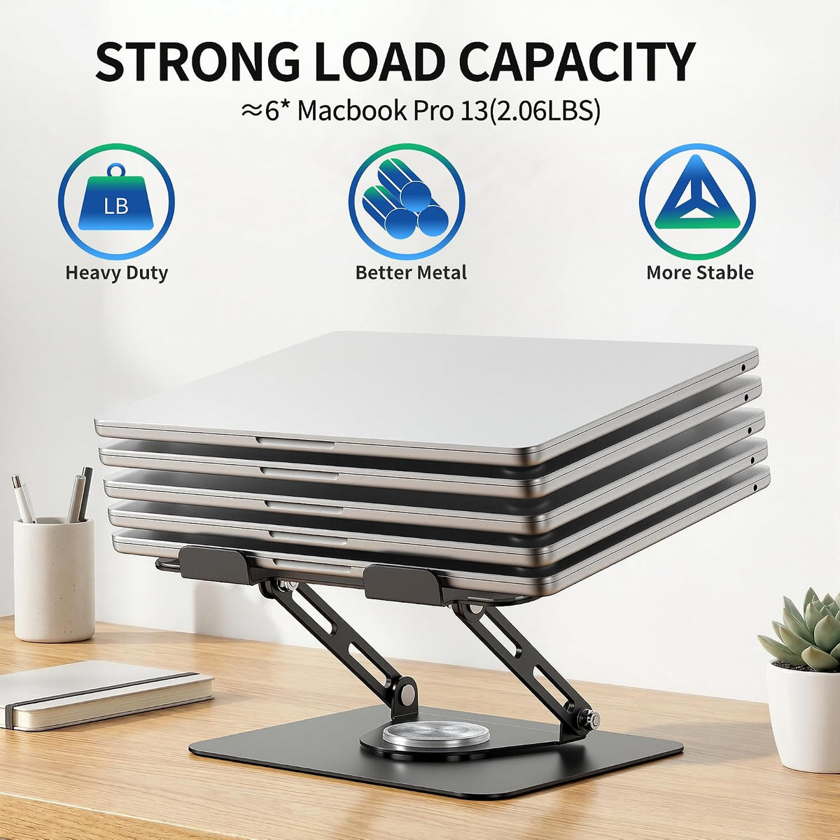 ALASHI 360° Rotating Laptop Stand, Multi-Angle, 10-17", White
